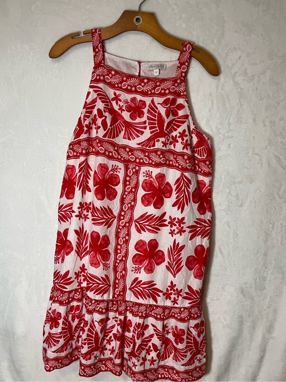 crown & ivy Red and White Floral Midi Dress